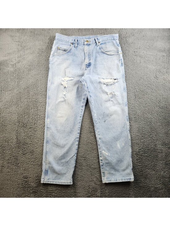 Wrangler Other - Men's Relaxed Fit Straight Leg Blue Jeans 36x30 Distressed Wrangler Workwear